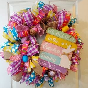 Colorful Easter Bunny Wreath